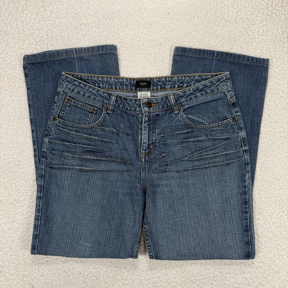 Mossimo Bootcut Jeans Women's 12 (34x27) Y2K Western Whiskered Boho